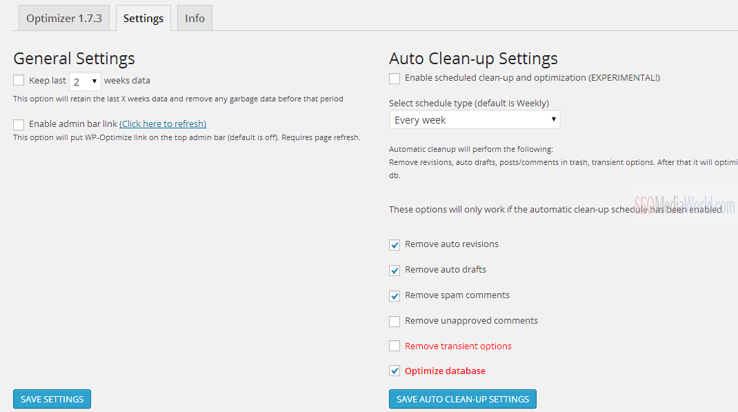 Auto Clean up WordPress Database tables