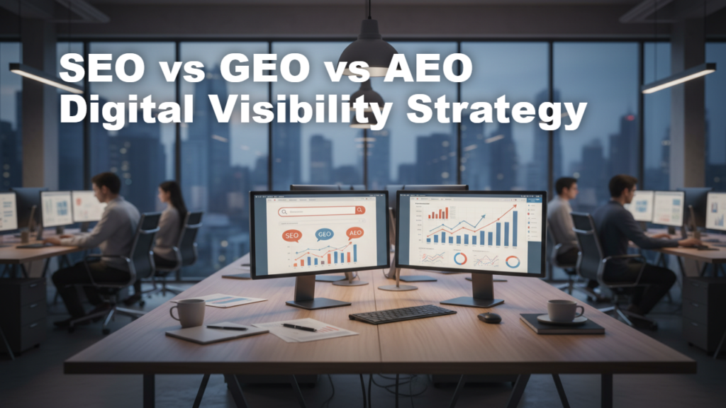 SEO vs GEO vs AEO: The Industry Debate Reshaping Search in 2026 1 Current image: SEO vs GEO vs AEO The Industry Debate Reshaping Search in 2026